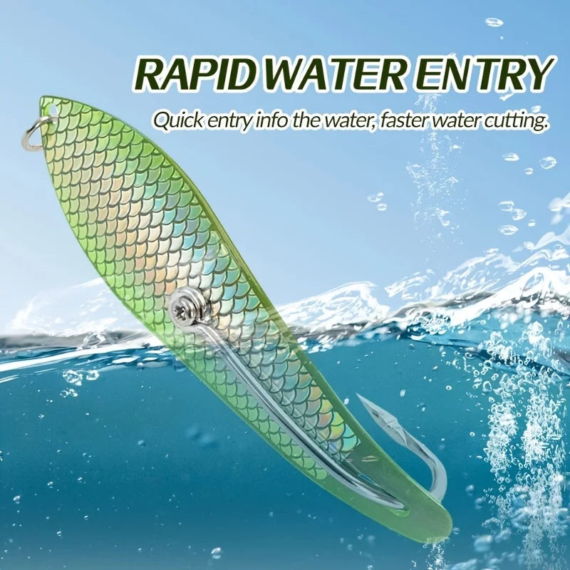 Metal Spoon Lure 3.03-4.53 Inches, 3D Scale Pattern Metal Spoon, Saltwater Artificial Bait