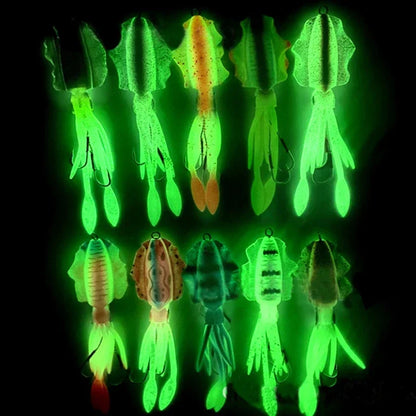 60g Soft Squid Bait Fishing Trolling Lure Octopus Head Jigs Luminous UV Squid Jig