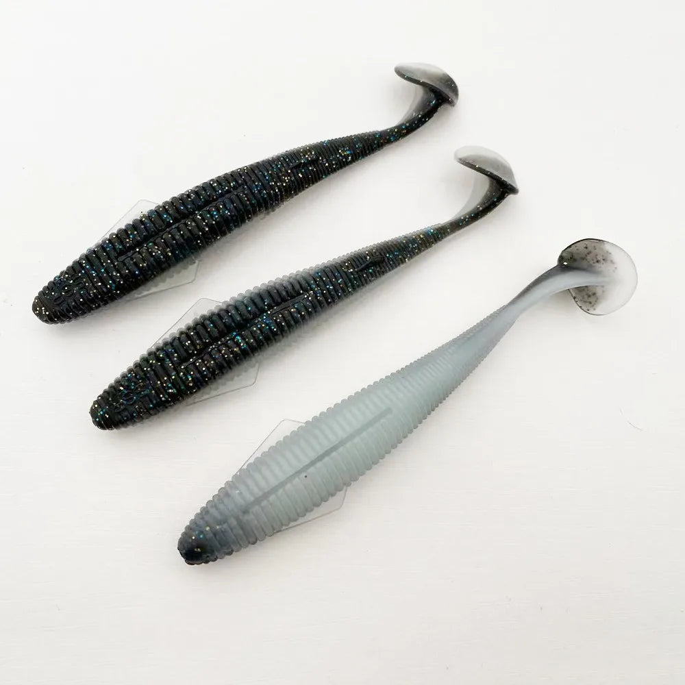 3PCS  12.5cm T-tail Soft Lure: Features a micro-wing dual-groove design for dynamic, all-water action