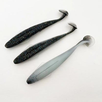 3PCS  12.5cm T-tail Soft Lure: Features a micro-wing dual-groove design for dynamic, all-water action