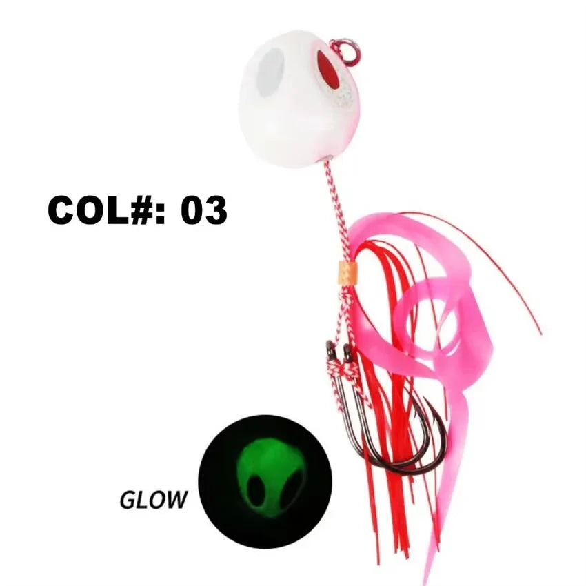Slow Jigging Metal Lure 60-200g - Full Water Column Sinking Bait with Hook Rig ，Tail color random