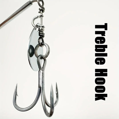 2 Pack Spinner Blade Hooks, Single & Treble Hook 2 Sizes Anti-Tangle Fishing Hooks