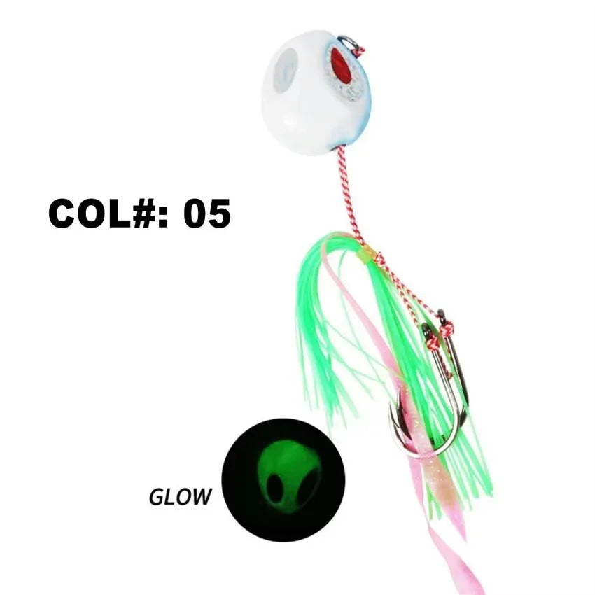 Slow Jigging Metal Lure 60-200g - Full Water Column Sinking Bait with Hook Rig ，Tail color random