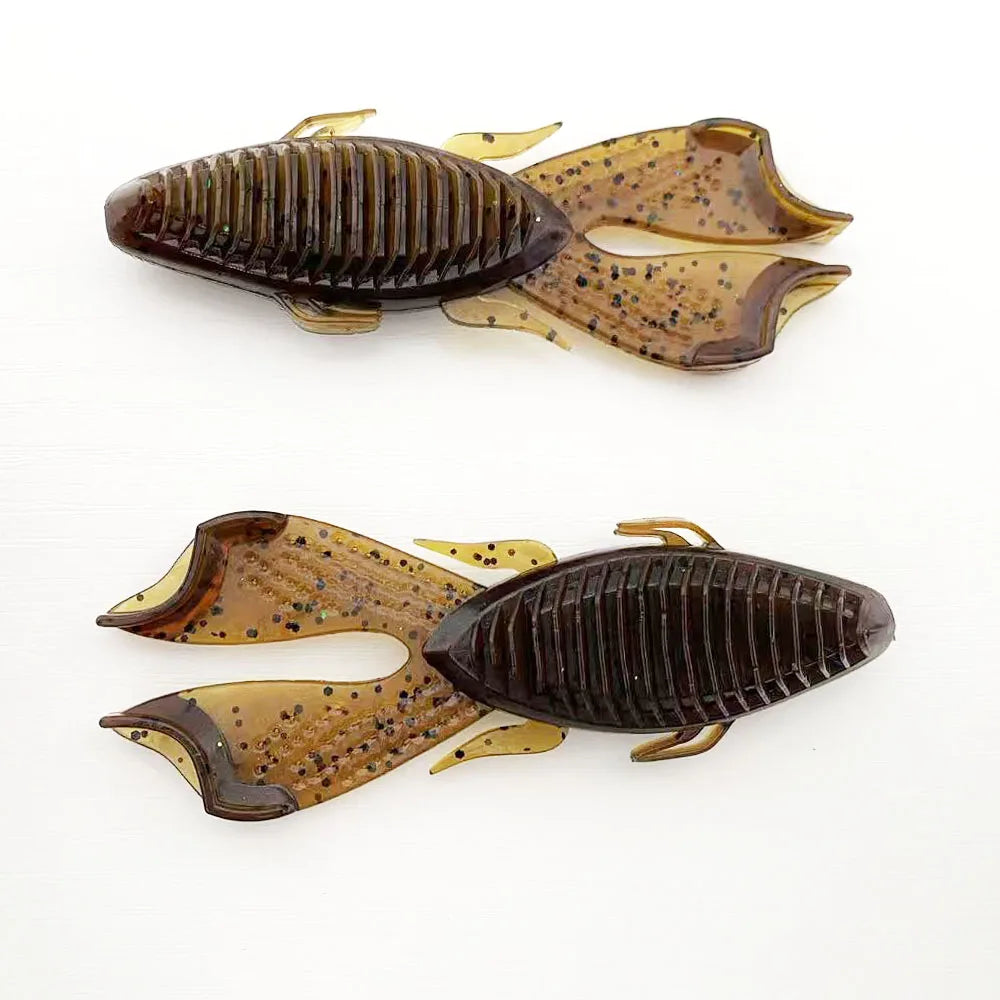 4PCS  9cm Dual-Color Ultra-Realistic Craw | Heavy Cover Punching Soft Bait | Weedless All-Water-Level Design