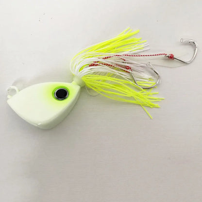 100g-250g Jigging Lure | Offshore Saltwater Jigging Lure with Squid Skirt Double Hooks