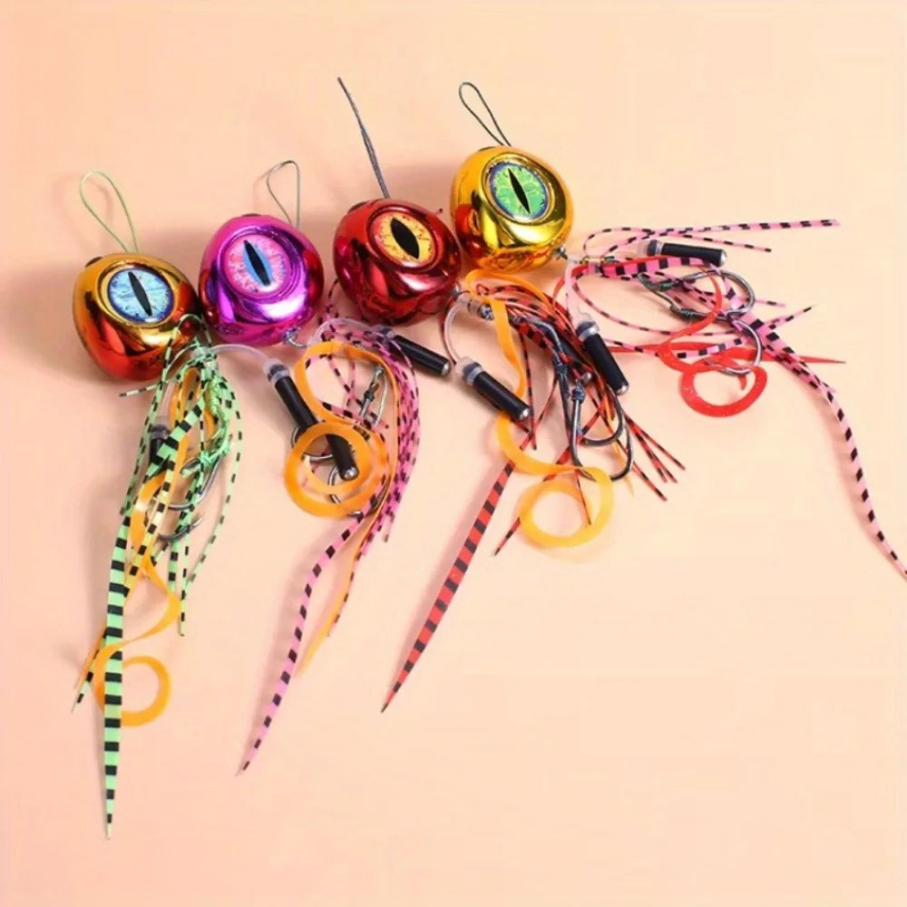100g-300g Saltwater Slider Jig Lure, Natural Curly Silicone Streamer Heavy Duty Fishing Bait
