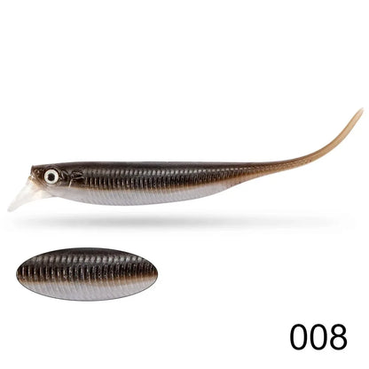 80mm 2.5g Soft Crankbait Lure, 6PCS Dual Color Slow Sinking Swimbait