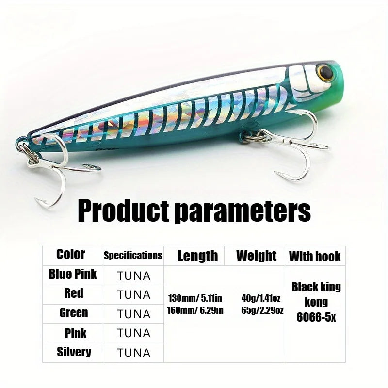 Popper Lure 130-160mm | Topwater Saltwater Hard Bait, Floating & Impact-Resistant