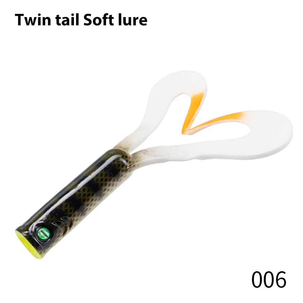145mm/21.7gTwin Tail Trailer Soft Fishing Lure Silicone Spinning PVC For Pike Barsch Zander Fish Accessories