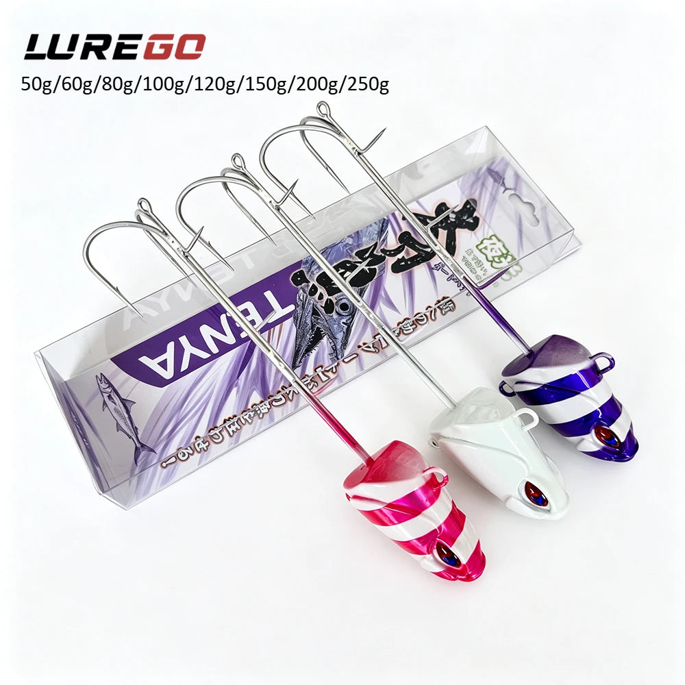 50‑200g Glow Twin Hook Tenya Metal Jig Lure, Imitation Fish Head Boat Fishing Lure For Hairtail Cutlassfish