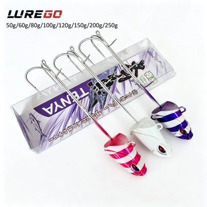 50‑200g Glow Twin Hook Tenya Metal Jig Lure, Imitation Fish Head Boat Fishing Lure For Hairtail Cutlassfish