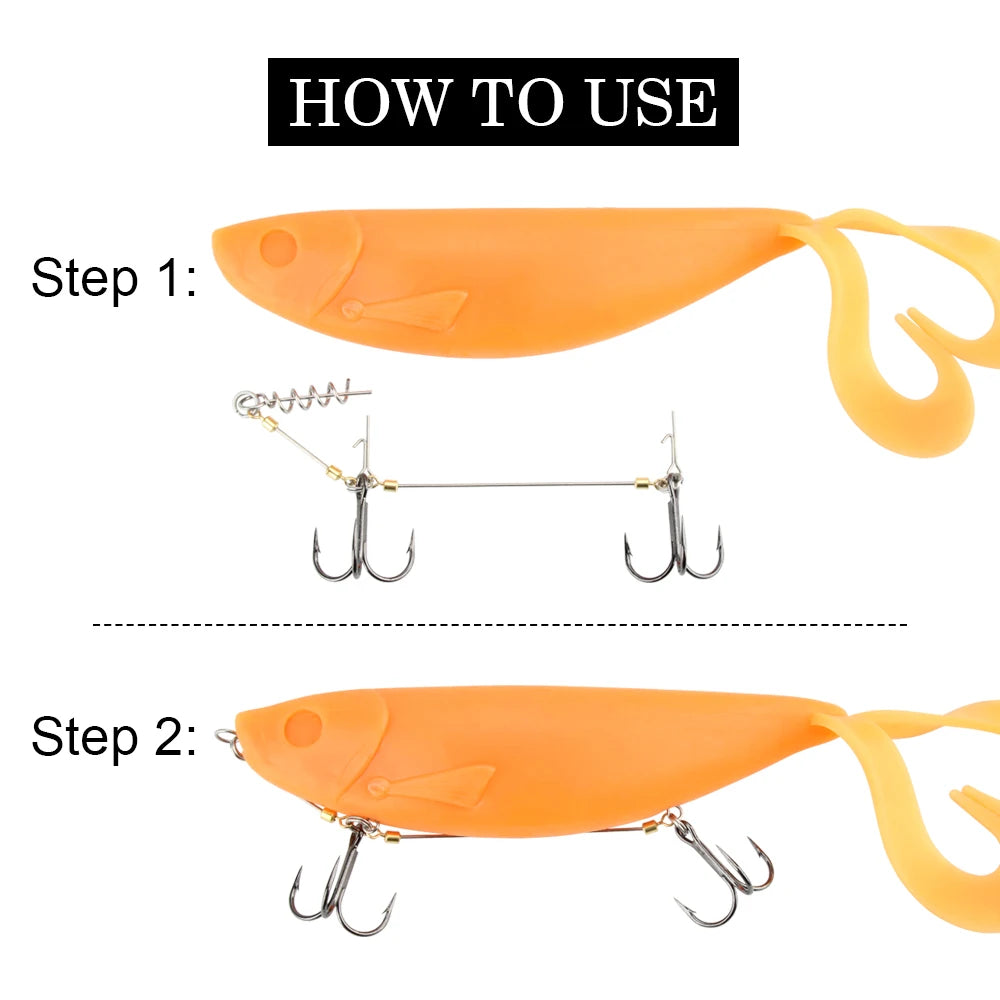 D01 Stinger Fishing Rig Hook for Big Shad Swimbait Center Pin Screw Pike Bass Trout Perch Bait