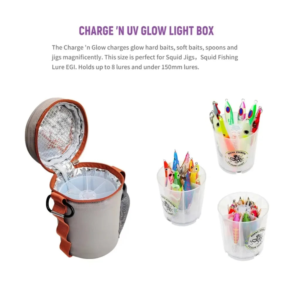 1Set UV Lure Charging Light with Case – Glow Booster for Squid Jigs, – LUREGO FISHING