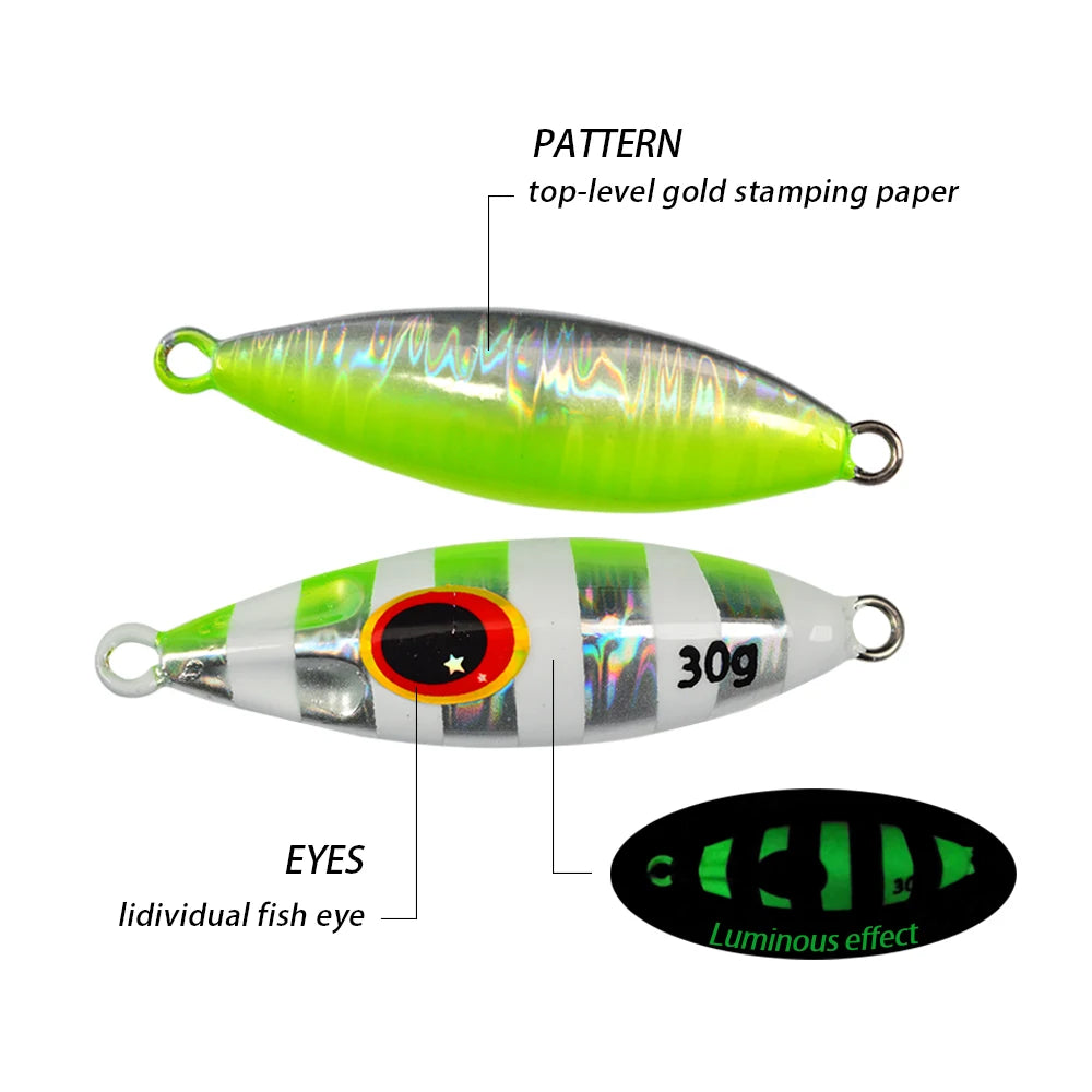 LUREGO Slow Bee Slow pitch jig 30g 40g 60g 80g 100g 120g Shore Casting Jigging Spoon Lure Glow Saltwater Fishing Lure WIth Hook