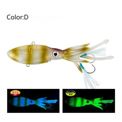 Luminous UV TPR 90g 130g 170g 200g 250g Octopus Squid Skirt With Assist Hook