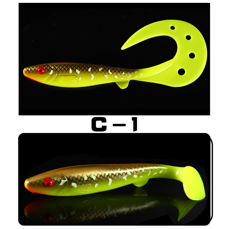 Giant 7.48inch/6.5inch T-Tail Curled Tail Grub Soft Fishing Lure - Saltwater Freshwater Bass Grouper Bait
