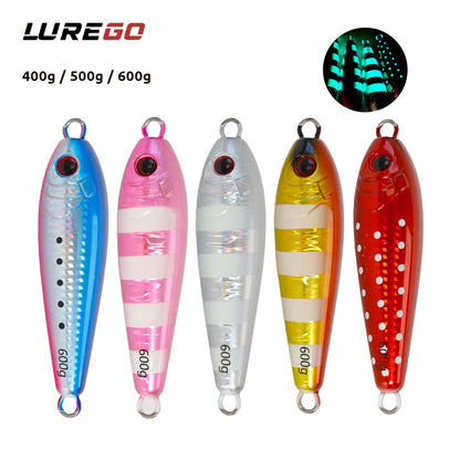 400g 500g 600g Fat Glow Metal Jigs Heavy Weight Deep Sea Boat Fishing Luminous Jigging Lures