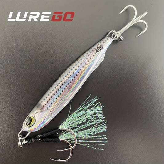 LUREGO 40g/1.41oz Artificial Metal Fishing Lure, Bionic Sinking Pencil Jigbait With 2 Treble Hooks For Saltwater Fishing