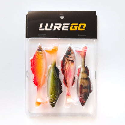 4PCS 3D Printed T-Tail Soft Bait with Realistic Scales, 9cm Slow-Sinking Swimbait