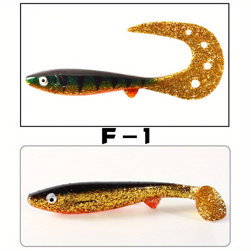Giant 7.48inch/6.5inch T-Tail Curled Tail Grub Soft Fishing Lure - Saltwater Freshwater Bass Grouper Bait