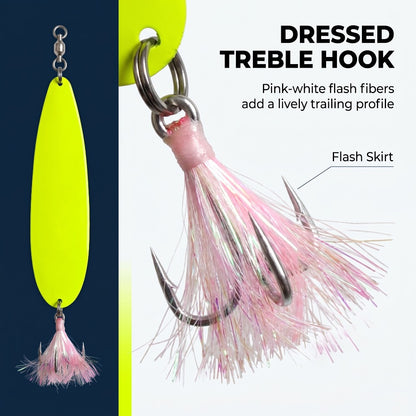 23cm / 9inch Jigging Spoon – Long Range Casting Metal Lure with Feather Treble Hook for Mackerel, Bluefish & Striped Bass