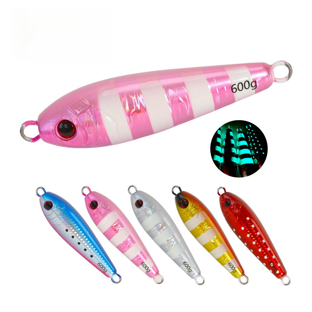 400g 500g 600g Fat Glow Metal Jigs Heavy Weight Deep Sea Boat Fishing Luminous Jigging Lures