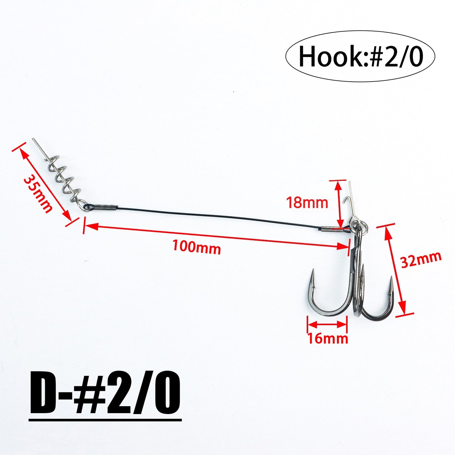 2PC Stinger Wire Trace Leader With Screw Treble Hook For Soft Bait