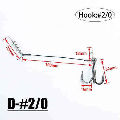 2PC Stinger Wire Trace Leader With Screw Treble Hook For Soft Bait