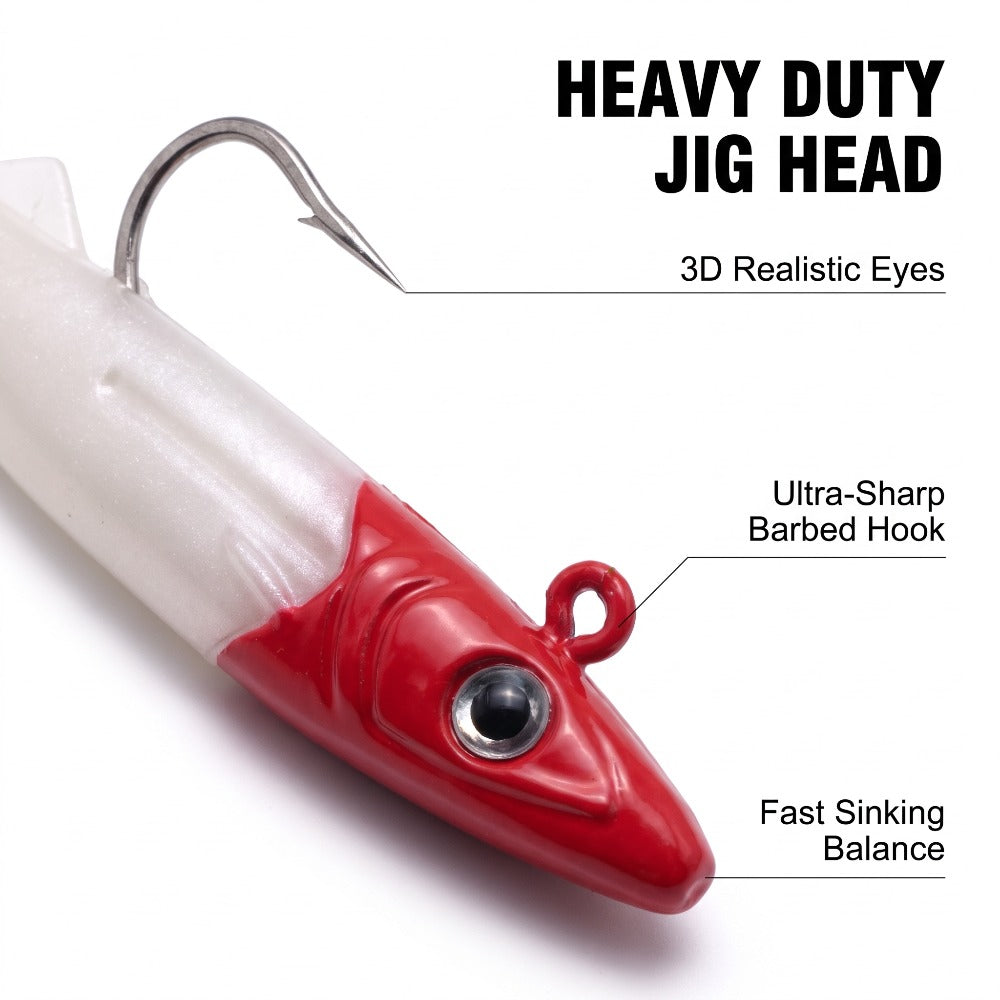 65-120MM Pre-Rigged Jig Head Soft Swimbait – T-Tail Baitfish Lure for Bass, Zander & Sea Bass Freshwater & Saltwater