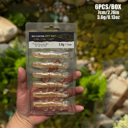 5/6PCS Soft Worm Shrimp Fishing Lure 70mm/100mm Artificial Baits Bass Silicone Fishing Lure