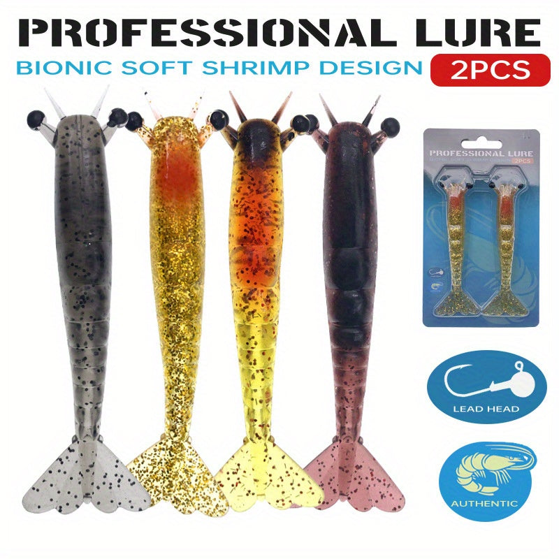 2pcs Ironclad Giant Shrimp Soft Bait - Sinking Lure with Anti-Bite Cutting Design, PVC Material, Perfect for Freshwater and Saltwater Fishing