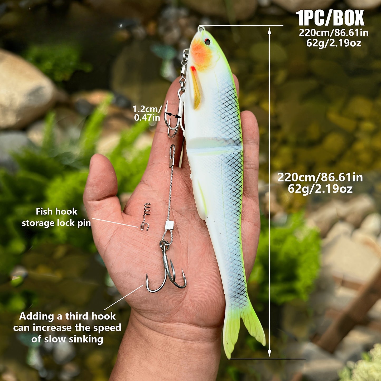 22cm 2-Section Premium Soft Bait - Includes Double Hooks