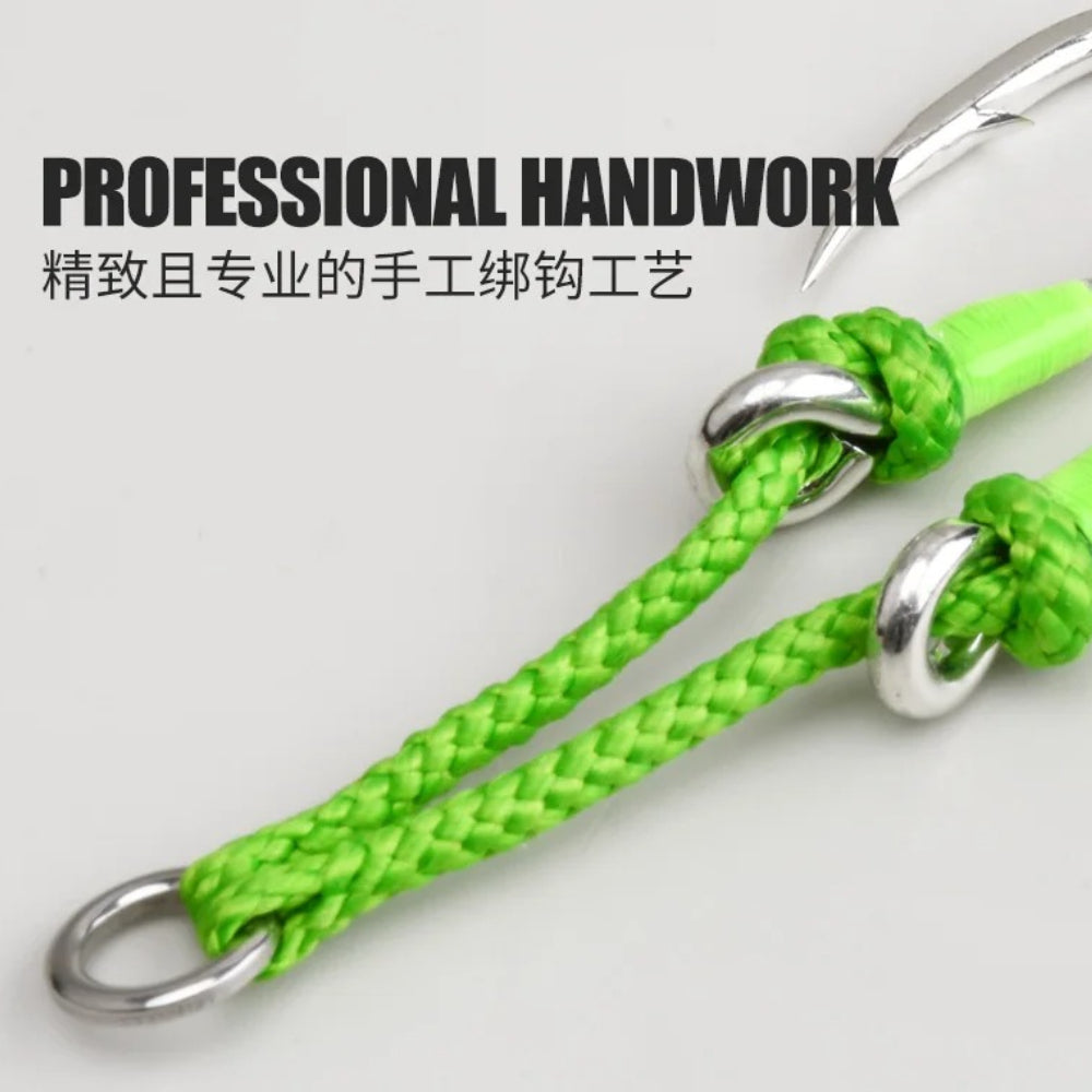 2PC Assit Hooks 360-degree PE tie line sea fishing with high-carbon steel iron plate auxiliary double hook