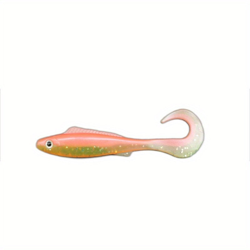 5pcs 3D Stereoscopic Simulation Tail Double-Color Soft Bait 3.7inch/4.1G Fish-Eye Design Lure Bait for Sea Fishing And Freshwater Use