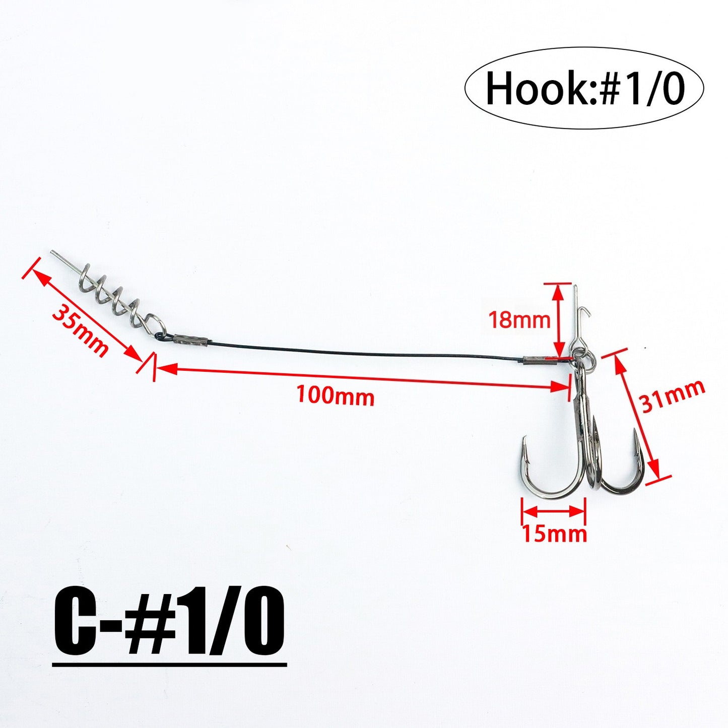 2PC Stinger Wire Trace Leader With Screw Treble Hook For Soft Bait