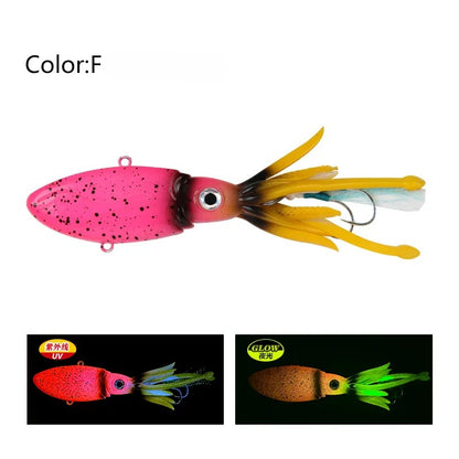 Luminous UV TPR 90g 130g 170g 200g 250g Octopus Squid Skirt With Assist Hook