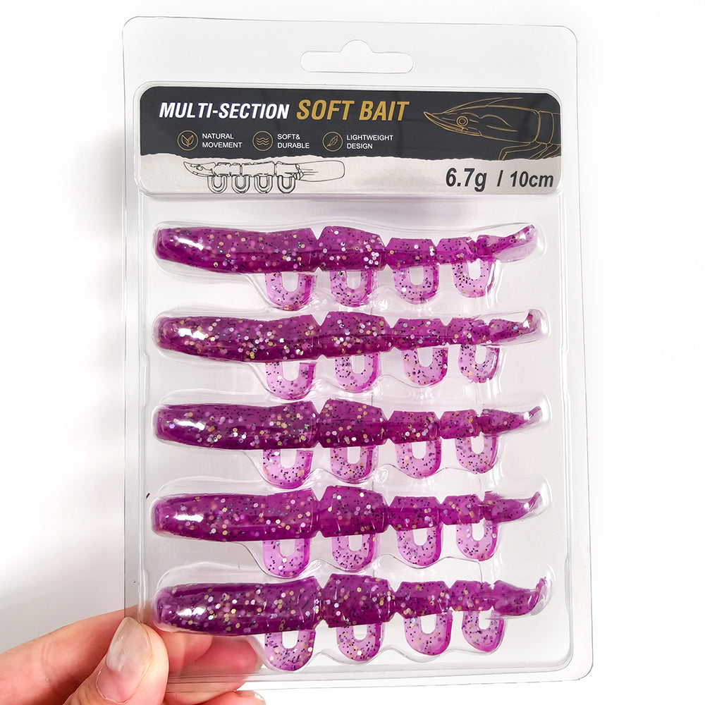 5/6PCS Soft Worm Shrimp Fishing Lure 70mm/100mm Artificial Baits Bass Silicone Fishing Lure