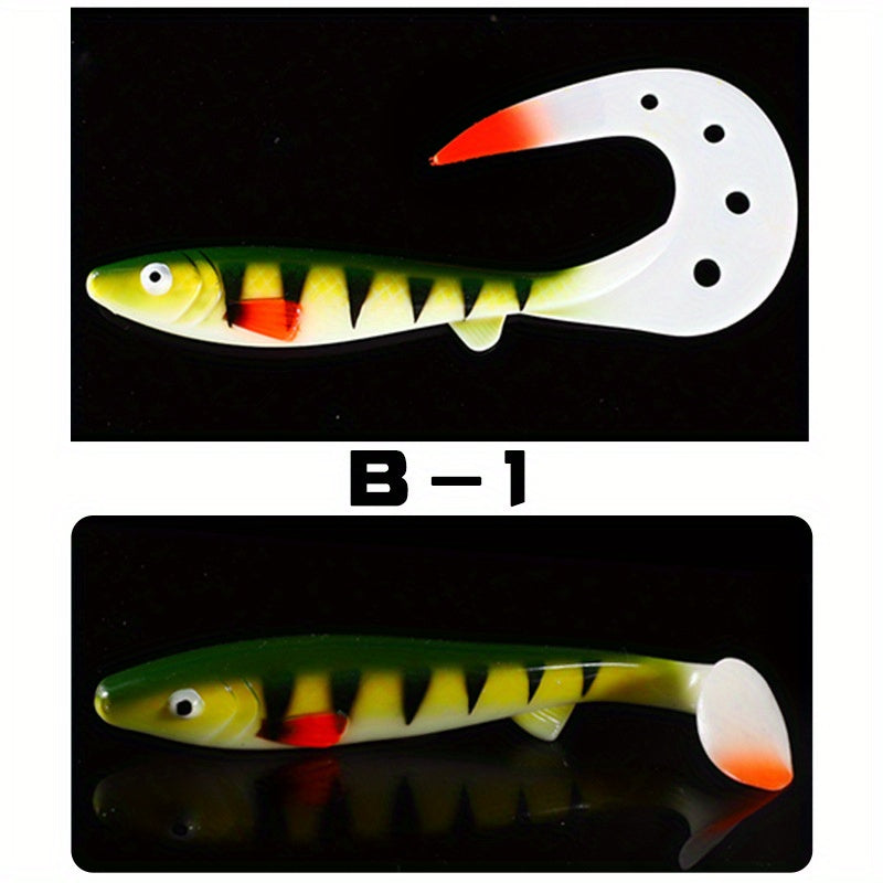 Giant 7.48inch/6.5inch T-Tail Curled Tail Grub Soft Fishing Lure - Saltwater Freshwater Bass Grouper Bait