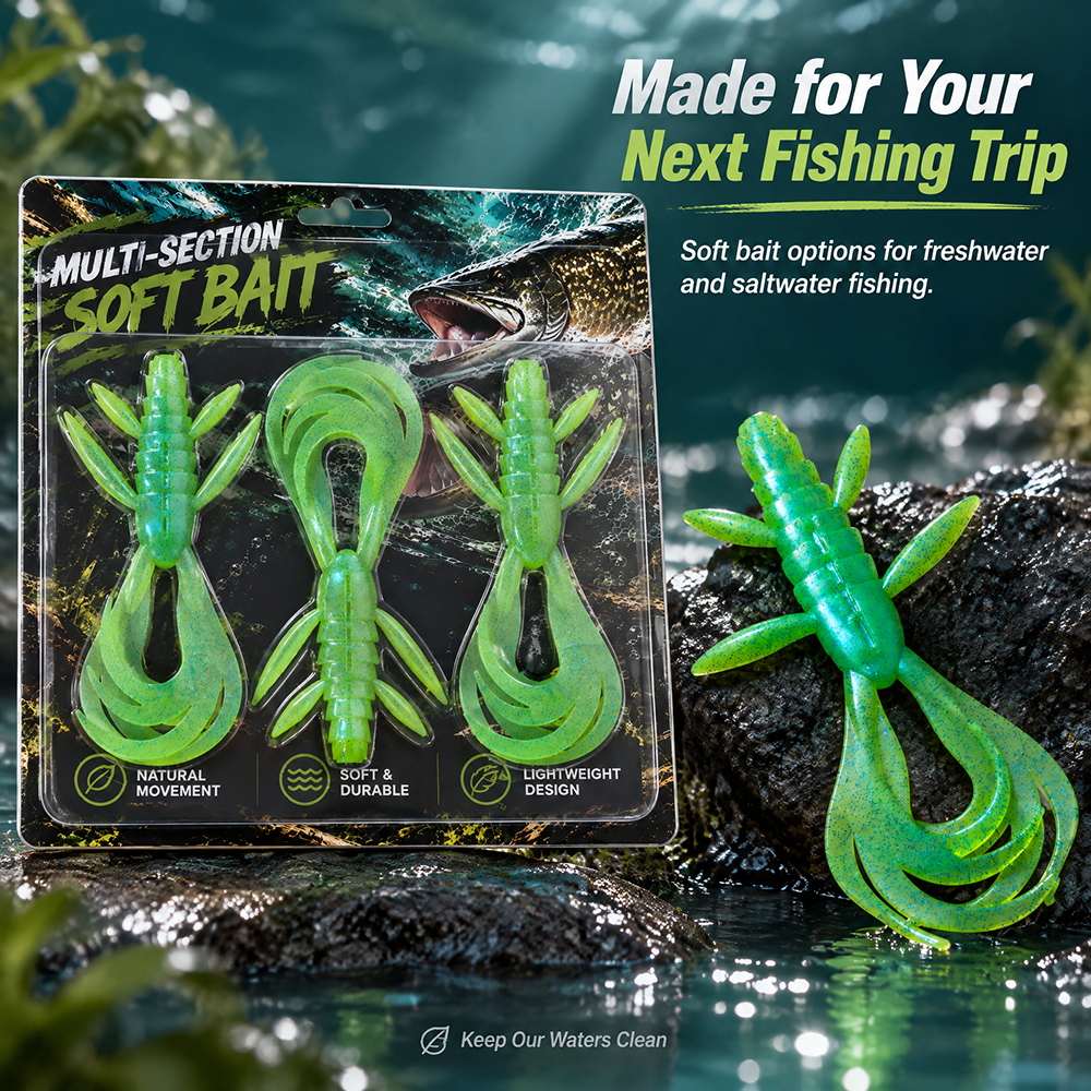 LUREGO Shrimp Swimbait 17-19cm, 43-61g, Multi-Tentacle Curly Tail