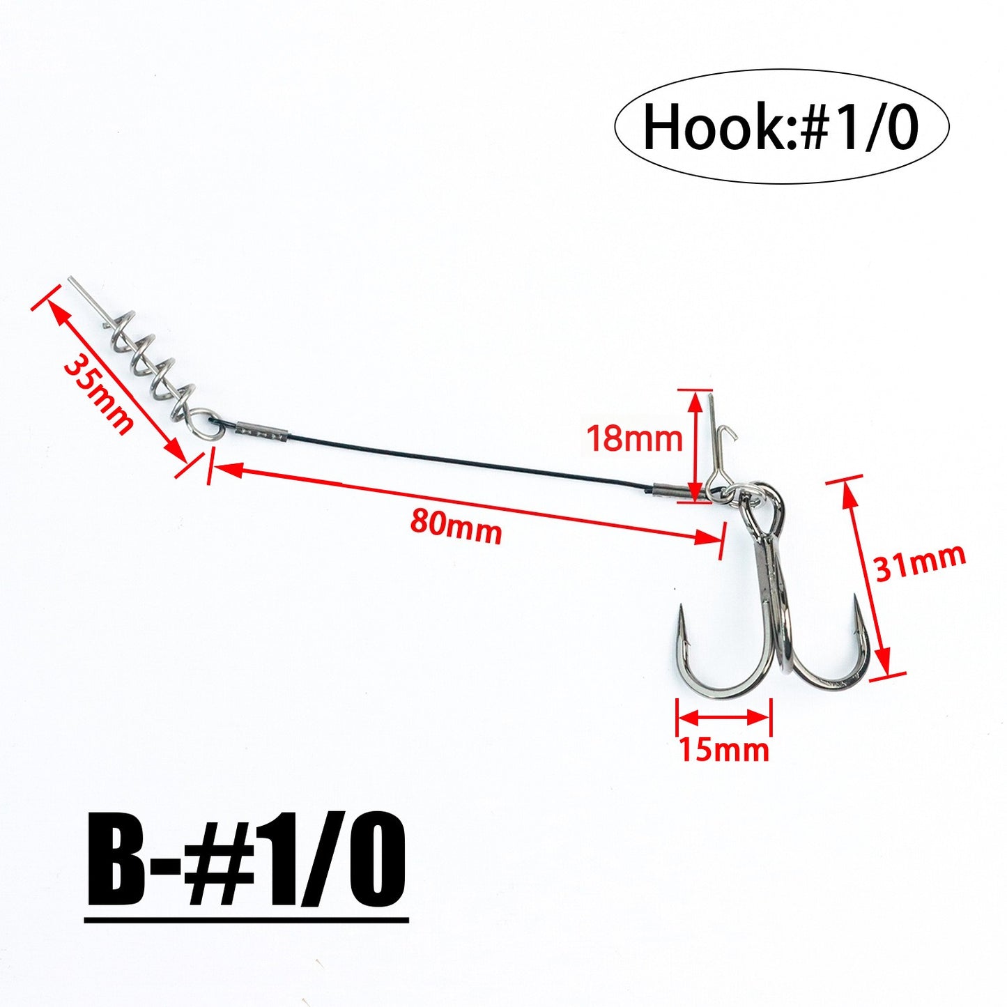 2PC Stinger Wire Trace Leader With Screw Treble Hook For Soft Bait
