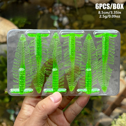 6pcs Set of Very Special Multi-Legged Soft Bait Lures, Leaf-Shaped Fishing Soft Baits
