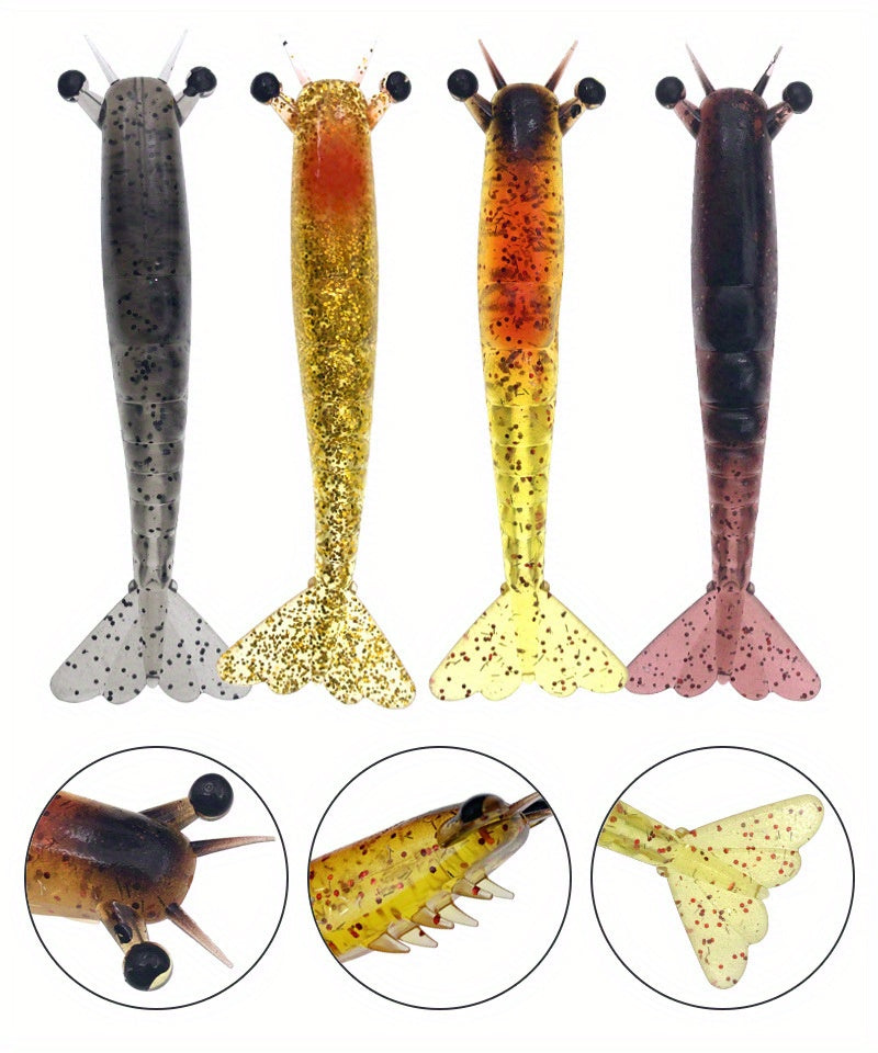 2pcs Ironclad Giant Shrimp Soft Bait - Sinking Lure with Anti-Bite Cutting Design, PVC Material, Perfect for Freshwater and Saltwater Fishing