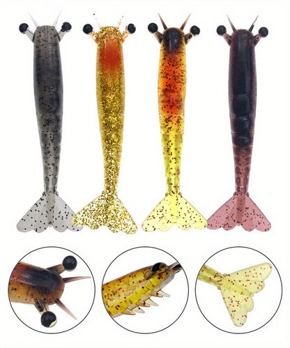 2pcs Ironclad Giant Shrimp Soft Bait - Sinking Lure with Anti-Bite Cutting Design, PVC Material, Perfect for Freshwater and Saltwater Fishing