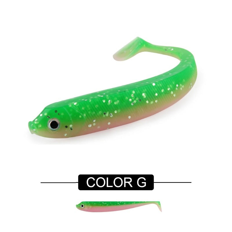 8PCS/5PCS/3pcs  Dual-Color T-Tail Soft Fishing Lures - Realistic Painted 7.5cm/9.5cm/12.5cmSwimbait with Multi-Color Options