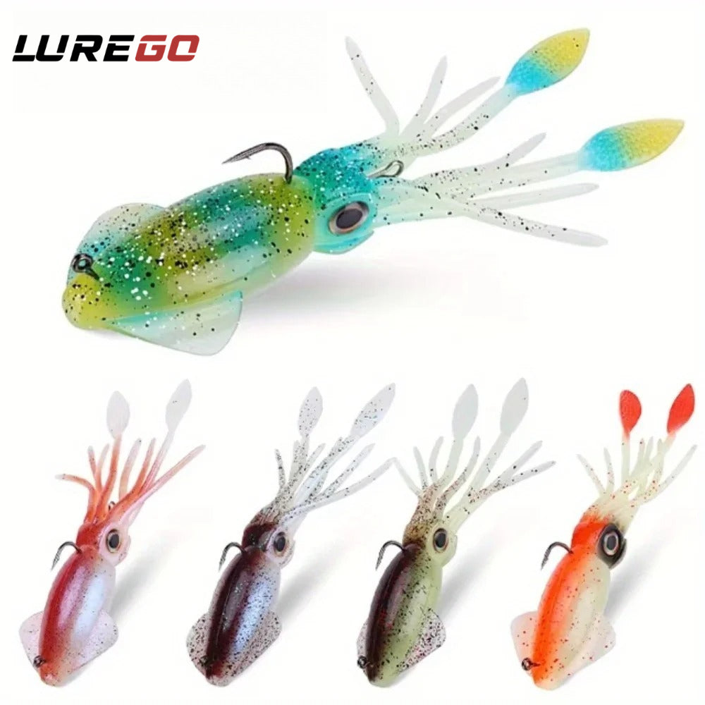 130g-200g Squid for Deep Sea Trolling, Soft Octopus Lure Heavy-Duty Bait with Internal Sinker Targeting Trophy Fish