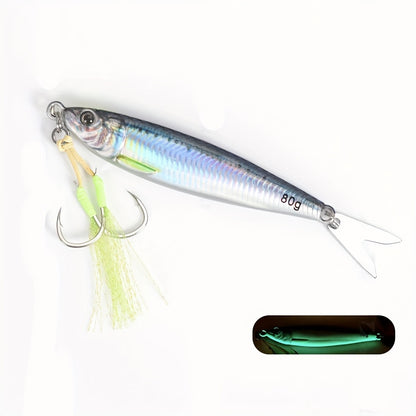 3D Printed Fast Sinking LUREGO 1pc Metal Jig Lure - 40g 60g 80g Saltwater Shore Casting Fishing Lure - Vertical Metal Jig