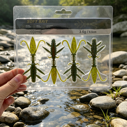 4PCS Soft Plastic Insect Lure, PVC Creature Bait with Segmented Body & Thin Forked Tail, Bass Trout Fishing Soft Lure