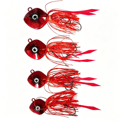 80g-200g 3D Eyes Laser Jig Lure, Heavy Skirted Swimbait for Deep Jigging Long Cast Saltwater Freshwater Fishing Bait