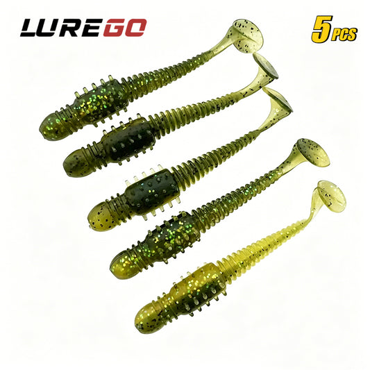 5PCS 10cm Sea Cucumber Style Ribbed Soft Lure with T-Tail