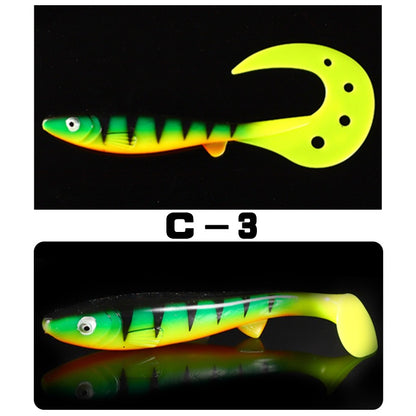Giant 7.48inch/6.5inch T-Tail Curled Tail Grub Soft Fishing Lure - Saltwater Freshwater Bass Grouper Bait